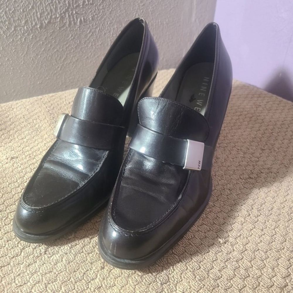 Nine West Black Loafer Heels